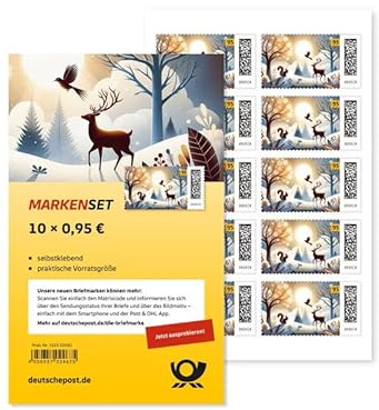 Deutsche Post Sellos autoadhesivos para cartas estándar de hasta 20 g y tarjetas postales, set de marca, paisaje invernal