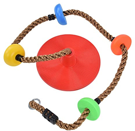 CHICIRIS Asiento de Columpio de Disco, Cuerda de Escalada de Plástico Segura de Alta Resistencia para Niños, con Diseño único de Base de Disco para Uso en Interiores y Exteriores