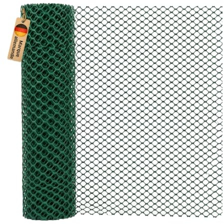 NOOR Clôture en Rouleau - Plastique HDPE 290 g/m² - 1 x 10 m Vert | Structure en losanges résistante à la déchirure – treillis de jardin polyvalent pour délimiter les parterres etc.