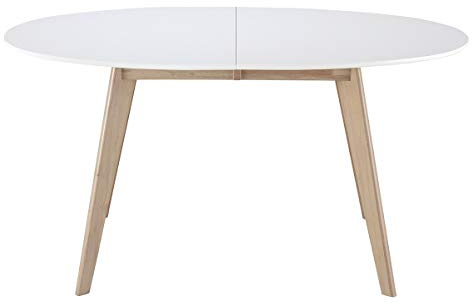 Miliboo Tisch ausziehbar oval Weiß und helles Holz L150-200 Leena