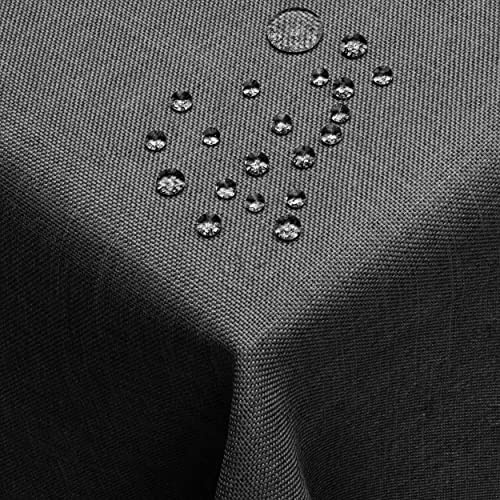 DecoHomeTextil Leinen Optik Tischdecke Eckig 130 x 220 cm Grau Anthrazit