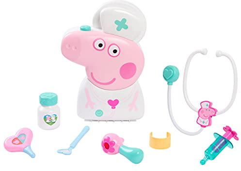 Peppa Pig Checkup Case Set with Carry Handle, 8-Piece Doctor Kit for Kids with Stethoscope, Kids Toys for Ages 3 Up by Just Play