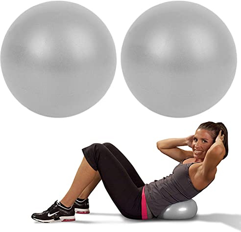 Alsurea 2 Pack Exercise Balls, 22-25cm Pilates Barre Mini Yoga Balls, Anti-Burst Fitness Small Bender Balls for Pilates, Yoga, Core Training and Physical Therapy, Improves Balance (Gray)