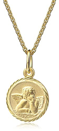 Collier avec pendentif ange gardien Xaana - 10 mm - Incl. chaîne de 36/38 cm - Argent sterling 925 doré AMZ0565