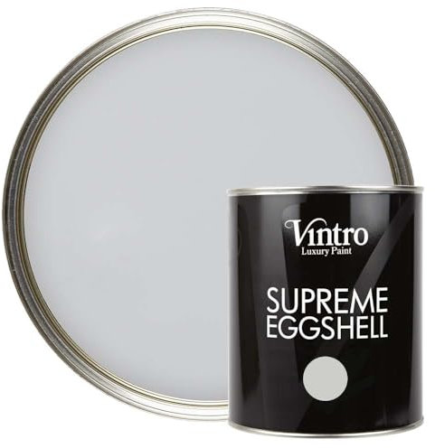 Vintro Paint | Light Grey Eggshell Paint | for Walls | Wood | Trim | Satin Furniture Paint | Interior & Exterior Use. 1 Litre (Bidston Grey)