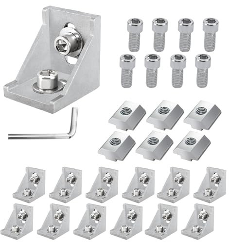 12 Stück Befestigungsmaterial Winkel Aluprofil 20x20 Befestigung Satz Winkelverbinder Zubehör Alu Winkelprofil Item Profil Aluwinkel