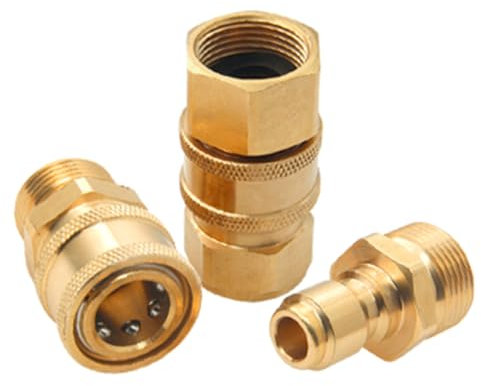 MIZORLIE Pressure Washer Adapter Set,M22-15 Swivel Male Thread Fitting, 3/8 Quick Connect kit fits 3/4 standard hosest,5000 PSI（4PCS)