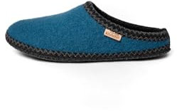 Living Kitzbühel Pantoffel mit Häkelverzierung aus Schurwolle | Atmungsaktive Hausschuhe | Herausnehmbares Fußbett für individuellen Komfort | Handgefertigt in Europa lyons blue, 45
