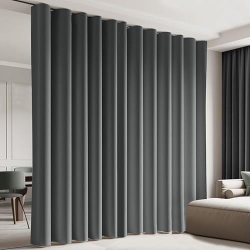 Cbsroro Room Divider Blackout Curtain Track Curtains Wall Dividers Panels Screen for Living Rooms Bedroom Office Privacy Partition Separation, W150 × L84 Inch,1 Panel, Grey
