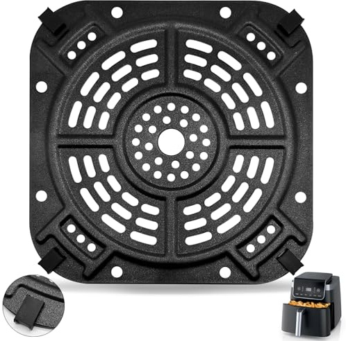 GXF Air Fryer Grill Pan for Ninja AF140UK Air Fryer 4-in-1 4.7L, 8.5''×8.5'' Air Fryer Accessories Tray Rack Grill Plate Crisper Plate Replacement Parts with Rubber Bumpers, Dishwasher Safe