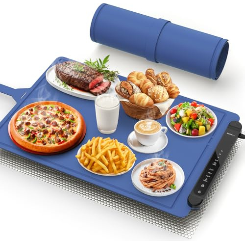 Warming Mat for Food Warmer Pad: Foldable Silicone Electric Warming Tray for Buffets Party - Fast Heating Portable Hot Plates for Countertop Kitchen Travel Home Outdoor Car Holiday Ideas