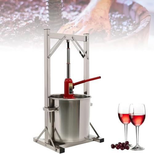 Pressoir à Fruits Hydraulique, Acier Inoxydable 12/22 L, Presse à Miel Manuelle, Presse à Raisins à Cidre, Vin, Fruits, Légumes, Fabrication de Jus, Fournitures et équipements de Bricolage,12L