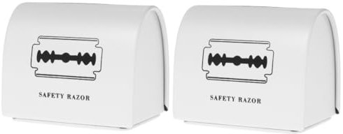 minkissy Caja De 2 Piezas Soporte para desechar Cuchillas de barbería Cajas almacenaje baño Organizador para baño Estuche de Afeitar de Seguridad Banco de Cuchillas hojalata