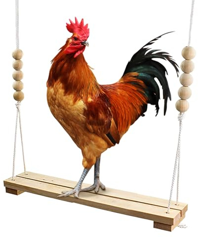 MWZBTG Balançoire pour poules, jouet sûr en bois naturel pour poussins et poules, fournitures de soins pour poules et équipement d'étable pour les éleveurs de volaille, décoration extérieure pour