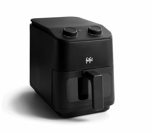 frifri Airfryer Slim 5L - Technologie Cyclonique Airflow, 1700W, Température réglable, Minuterie 60 min, Panier en Céramique, Fenêtre de Visualisation - Noir
