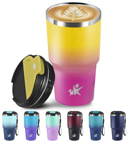 Grsta Mug Isotherme- 600ml- Tasse Isotherme, Acier Inoxydable à Double Paroi, Travel Mug, 6h Chaud et 8h Froid, Thermique pour les Boissons Chaudes et Froides, le Café, l'Eau et le Thé