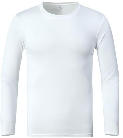 Boys' Long Sleeve Shirts UPF 50+ UV Sun Protection Athletic Shirts for Hiking Fishing Running Workout Rash Guard(T106-White-7-8Y)