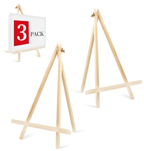 3 Pack 9 Inch Wood Easels, Easel Stand for Painting Canvases, Tripod, Kids Student Tabletop Easels for Painting, Art Craft Painting Easel Stand for Artist Adults Students