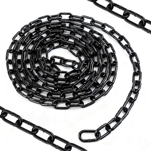 Chaîne noire 6 m 3 mm - Chaîne de sécurité pour suspendre des clôtures, chaîne à bascule, chaîne de fauteuil suspendu, chaîne de lampe, chaîne pour chien, chaîne pivotante, séchage de la chaîne à