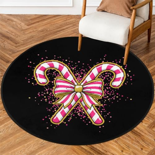 Drekrid Tappeto rotondo da 90 cm, con canna di zucchero lavabile, per interni, antiscivolo, per camera da letto, soggiorno, divano, sotto il tavolo da pranzo, decorazione estetica