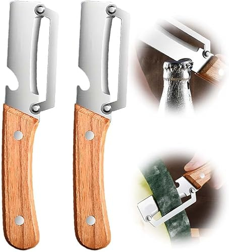 Edelstahl Gemüseschäler, Sparschäler-Universalschäler Edelstahl für Obst & Gemüse, Multifunktionaler Gemüseschäler For Die Küche, 2-in-1 Edelstah l-Schäler mit Flaschenöffner (2 PCS)