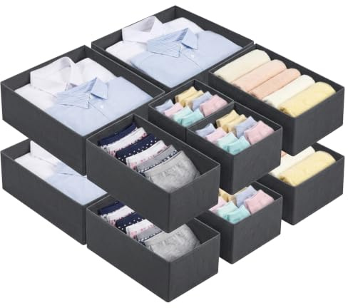 Weeoley Set da 12 divisori per cassetti, contenitori pieghevoli per vestiti, separatori per cassetti, organizer multifunzionali per biancheria intima