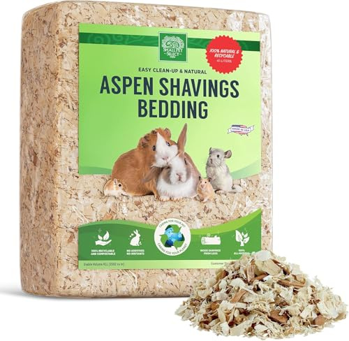 SMALL PET SELECT Aspen Bedding 41L, Litter for Rabbit, Guinea Pig, Hamster, Bunny and other Small Animals, Real Wood Shavings, 41L