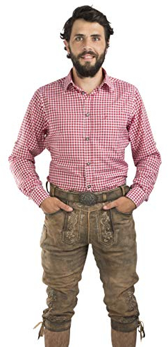 Herren Lederhose Leopold aus der Meisterstück Serie von Schöneberger Trachten - Vintage Kniebundlederhose inkl. Trachtengürtel (46, braun)