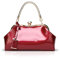 NICOLE & DORIS Handtaschen für Damen Lackleder Handtaschen Abendtasche für Party Hochzeit Schultertasche Weinrot