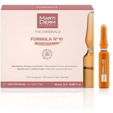 MARTIDERM Formula Nº10 | Hd Color Touch | Spf 30 | Hidratante, Antioxidante Y Reafirmante | 10 Ampollas, color Blanco, M, 200 g