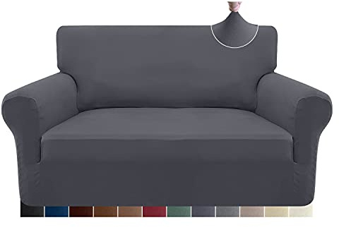 Granbest Funda de sofá elástica de 2 plazas, Suave Microfibra, Funda de sofá Antideslizante, de Elastano, Protector de Muebles para Perros, Mascotas (2 plazas, Gris)