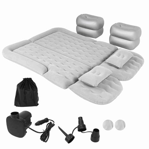 Matelas Gonflable Voiture, Lit Pliant avec Pompe à Air et Oreillers, Portable avec Surface Floquée, Multifonctionnel pour Voyage, Camping, Activités de Plein Air