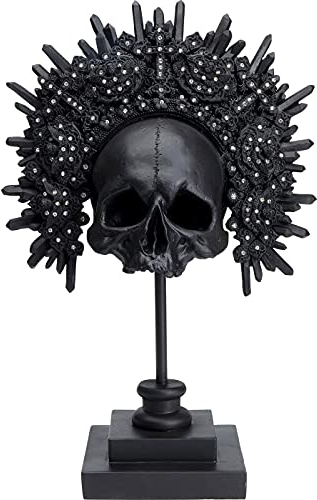 Kare Design Deko Objekt King Skull, Totenkopf-Skulptur, Antiquitäten-Stil, Schwarz, Artikelhöhe 48,5cm