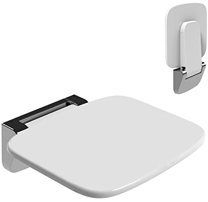 Heuffe Ultradünner Ergonomischer Klapp-Duschsitz Wandmontage - 160kg Schwerlast, Anti-Rutsch Bade-Hocker für Senioren & Behinderte, Weiß