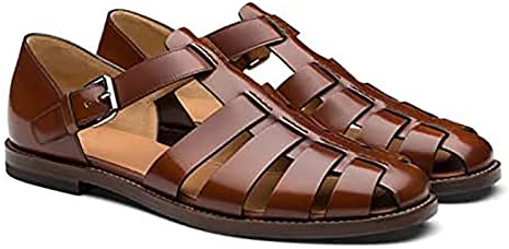 ENTYZE Sandali da uomo, scarpe da pescatore traspiranti Baotou in pelle estiva (colore : marrone, taglia: 43)