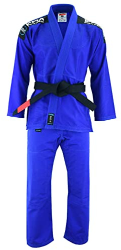 Playwell Pro Mens BJJ GI Jiu Jitsu Uniform Suit (Comes with Free Ju Jitsu White BELT) - Blue (A2)