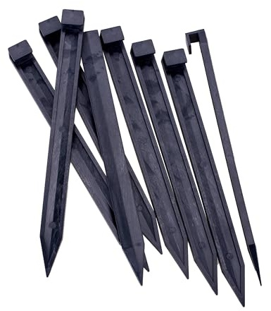 Landscape Edging Spikes, 12 Pcs 10 Inch Garden Stakes Anchoring Spikes for Paver Edging, Weed Barriers, Turf, Tent, Weed Barrier, Timber, Carpentry, Tent etc. (12, Black)