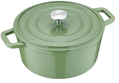 Berndes Bräter B.iron 3,75L mit Deckel - 24 cm - Gusseisen mit Emaillebeschichtung - Kochtopf zum Schmoren und Braten - Induktionsgeeignet - für alle Herdarten - Grün