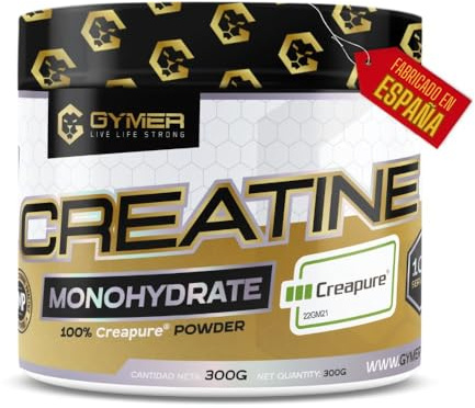 GYMER Creatina Monohidratada Creapure | Creatina Creapure | Creatina en Polvo Monohidrato | Creatina Monohidrato | 300gr | Mejora rendimiento físico | 100% Creapure | Sin Gluten