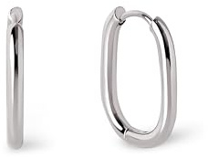 SINGULARU - Pendientes Aro Bossa. Acero y con Forma Ovalada. Pendientes Minimalistas con Cierre Congo/Click. Joyas para Mujer