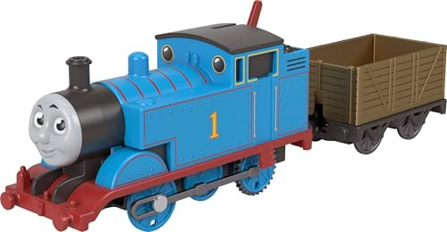 Il Trenino Thomas - Thomas, locomotiva e vagone merci in metallo motorizzati con alimentazione a pile, personaggio della serie Classica, giocattolo per bambini, 3+ anni, JGF93