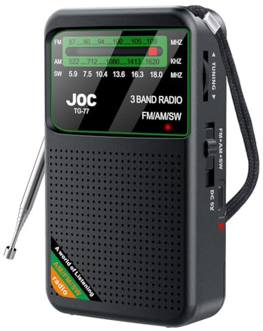 Qussedser Radio de bolsillo portátil mini radio de banda AM/FM/SW con batería recargable compatible con auriculares MiniRadio para viejos, B