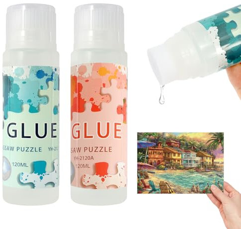2 Stück 120ml Puzzle Kleber Transparent mit Applikator Puzzlekleber für 1000 Teile Puzzle Conserver Ungiftig Puzzle Glue schnelltrocknend Geeignet für das Kleben und Aufhängen von Puzzles