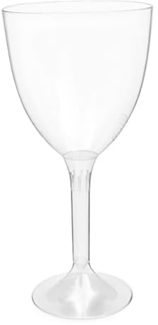 Monouso | 20 Copas de Plástico para Vino, PS, 300ml, Pie Transparente, Reutilizable, Elegantes, Copas Transparentes, Ideales para Fiestas y Celebraciones, Hasta 125 usos