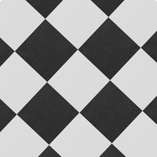 Vinyl Floor Tiles Self Adhesive - 60-Pack Mixed / 60ft² (5.57m²) Peel And Stick Tile - 12x12 inch (30.5x30.5cm) For Kitchen, Hallway and Bathroom Flooring - 30 Black & 30 White Pcs Checkerboard