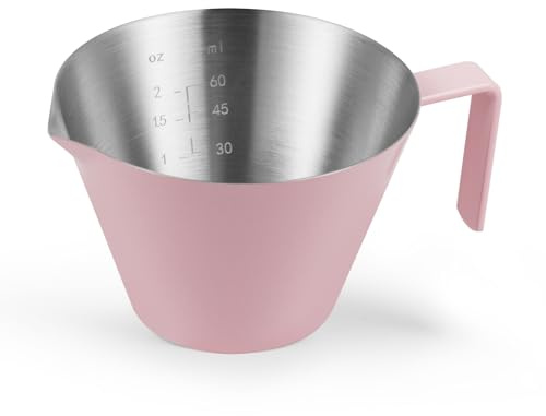 MHW-3BOMBER Tazzine da caffè da 100 ml con manico in acciaio inox, bicchiere, bicchiere, misurino per espresso, dosatore per salse, 100 ml, rosa macro, modello: G5739-OS
