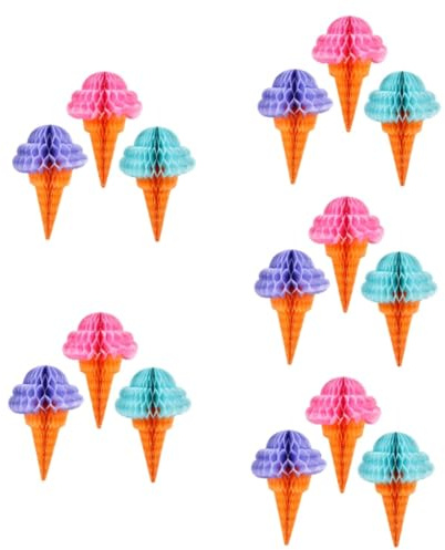 Cabilock 5 Set Palline A Nido d'Ape Gelato Giocare Vasche Decorazione per Finestre Decorazione per Feste Decorazioni per Feste A Casa Ciondolo A Sfera A Nido d'Ape Gelato Carta 3 Pezzi * 5