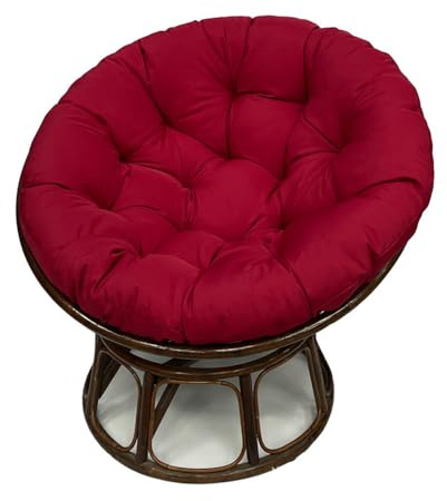 FZKun Coussin pour chaise Papasan – Coussin de chaise rond rembourré épais, doux pour balancelle en forme de nid d'œuf, confortable, pour intérieur et extérieur (rouge foncé, 90 cm)