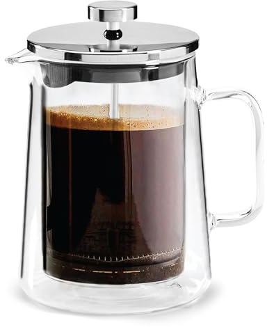 Blackmoor Glas Cafetiere French Press/Hitzebeständige Borosilikat-Kaffeemaschine mit Edelstahl-Präzisionsfilter/350ml (1-2 Tasse), 600ml (3-4 Tassen) oder 800ml doppelwandig (4-6 Tassen) (800ml)