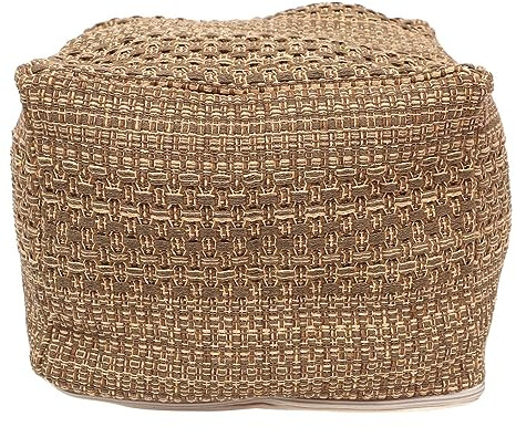 NIDONE Funda para Puf, Funda Otomana Cuadrada, Fundas para Puf de Lino y Algodón con Cremallera para Reposapiés, 42x42x33 cm, Marrón, Relleno No Incluido